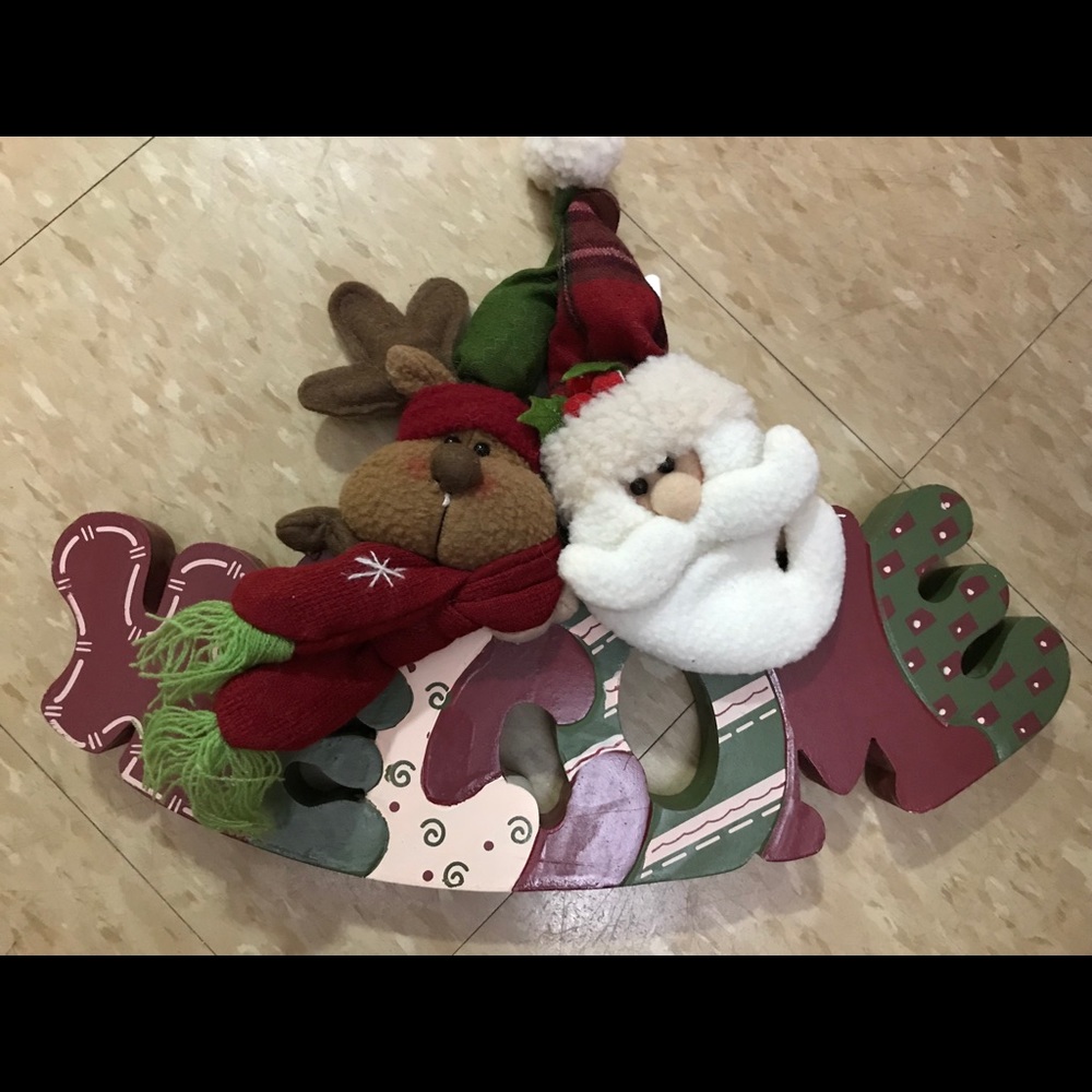 Christmas Welcome Sign, Santa Soft Sculpture